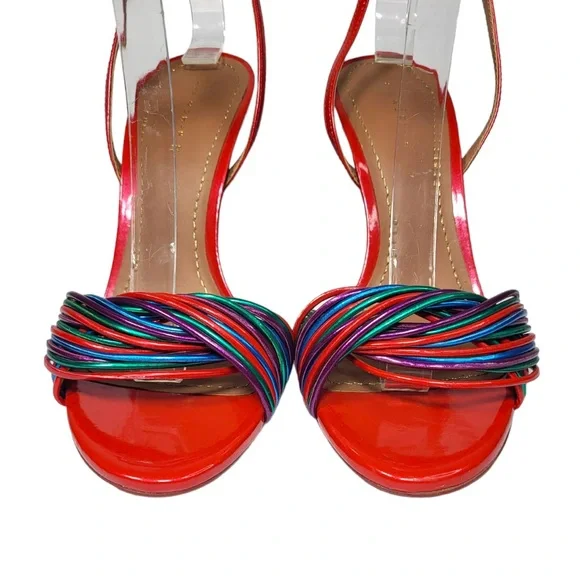 Zara Red and Multicolor Strappy Heels - Picture 6 of 13
